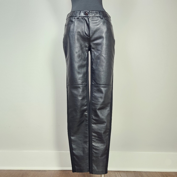 WORTH NEW YORK black stretch leather pants - Picture 1 of 14